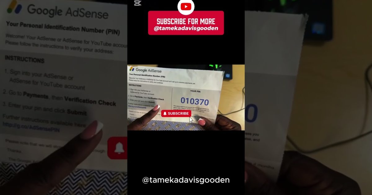 How To Enter Your YouTube AdSense PIN Fast!